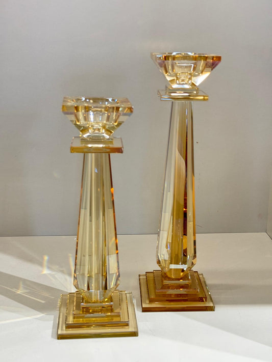 İkili Kristal Uzun Şamdan Bal Renk Model