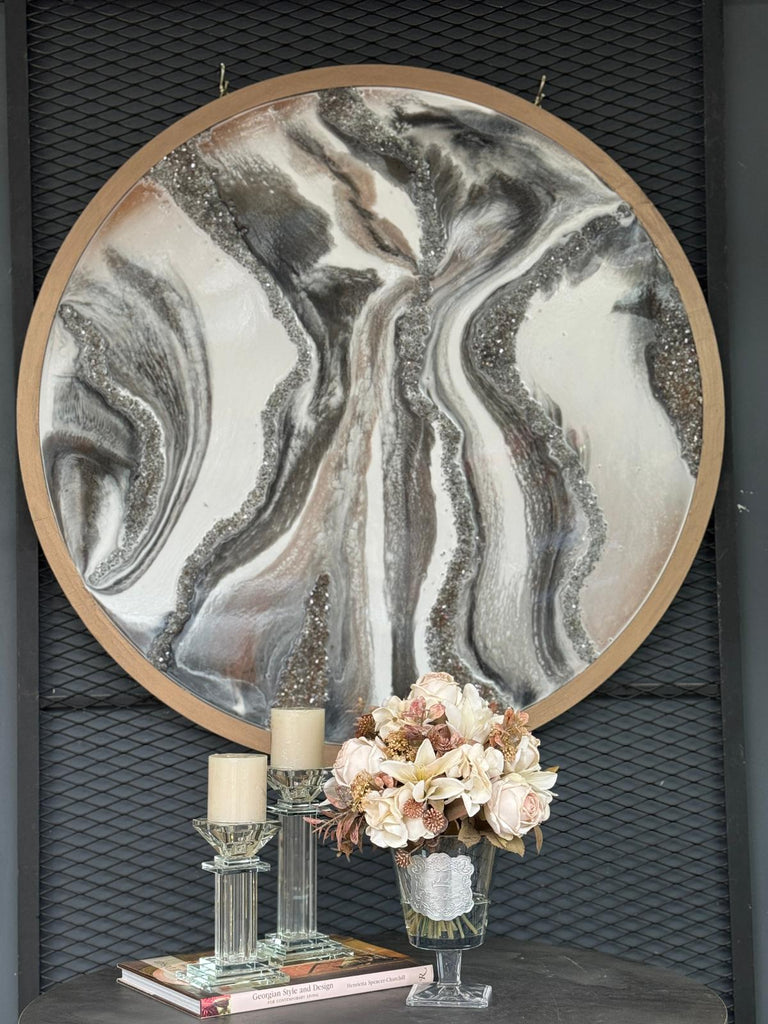 Epoksi Tablo Yuvarlak Gri Vizon