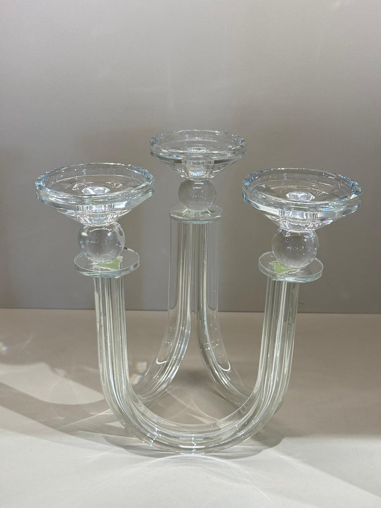 Kristal Şamdan Üç Kollu Şeffaf