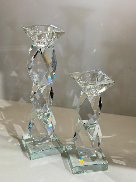 İkili Kristal Uzun Prizma Şamdan Şeffaf