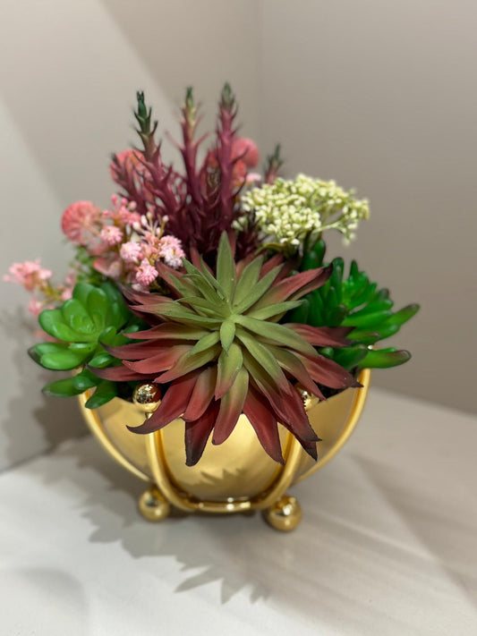 Kampanyalı Skulentli Vazo Gold