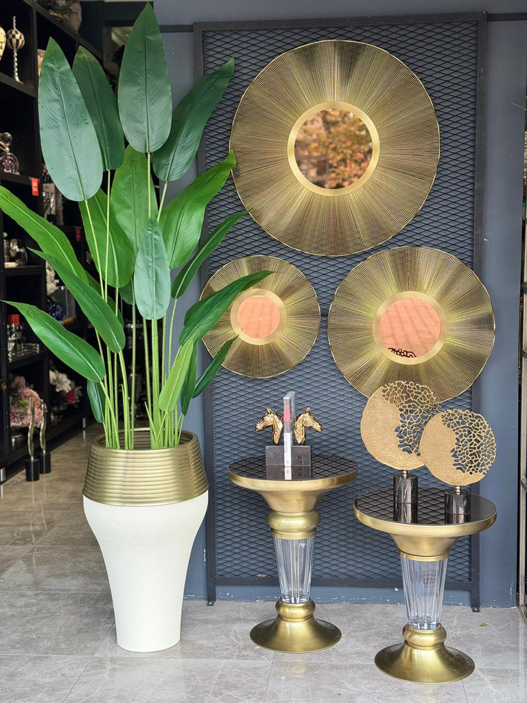 Starliçeli Armut Saksı Krem- Antik