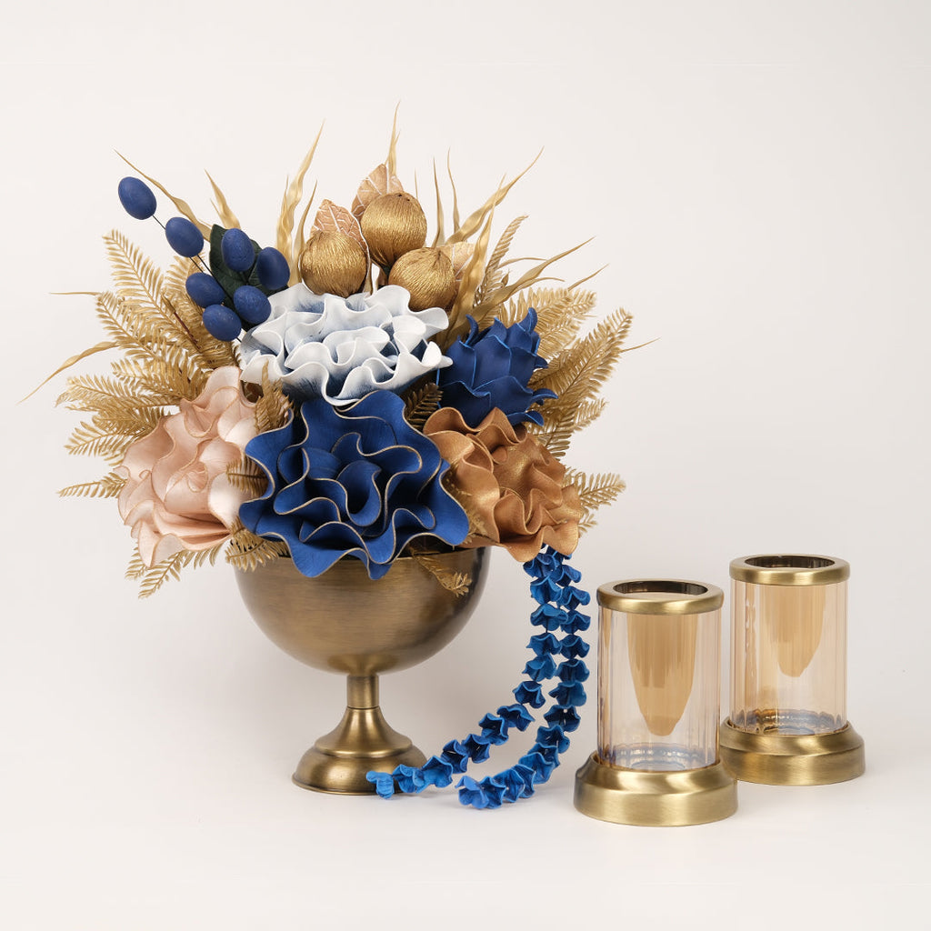 Yapay Çiçekli Antik Kupa 3 Parça Set No:5