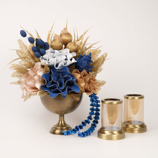 Yapay Çiçekli Antik Kupa 3 Parça Set No:5