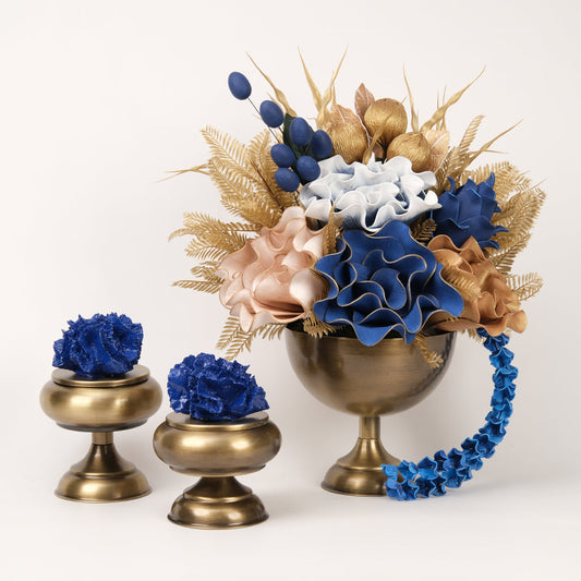 Yapay Çiçekli Antik Kupa 3 Parça Set No:8