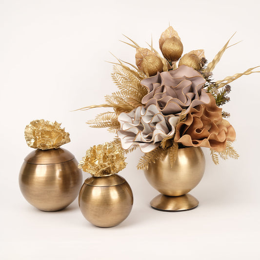 Yapay Çiçekli Antik Mercan 3 Parça Set No:1