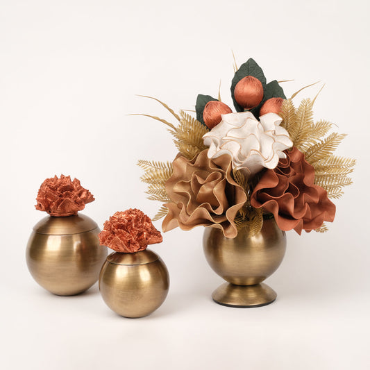 Yapay Çiçekli Antik Mercan 3 Parça Set No:2
