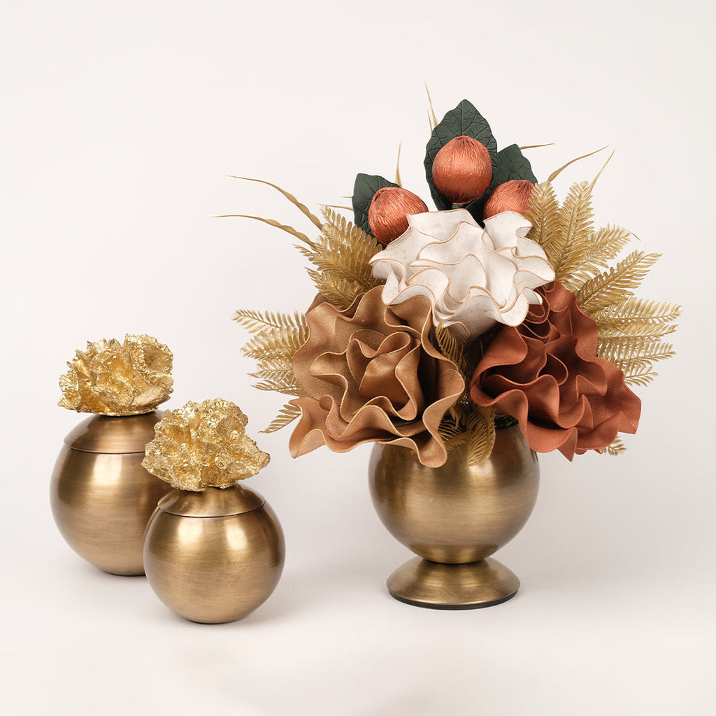 Yapay Çiçekli Antik Mercan 3 Parça Set No:3