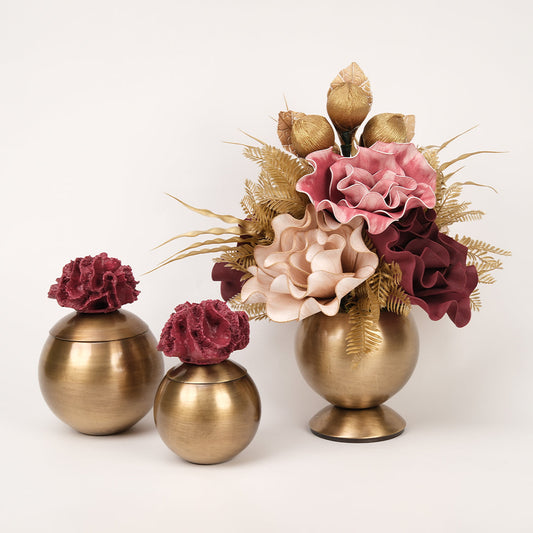 Yapay Çiçekli Antik Mercan 3 Parça Set No:5