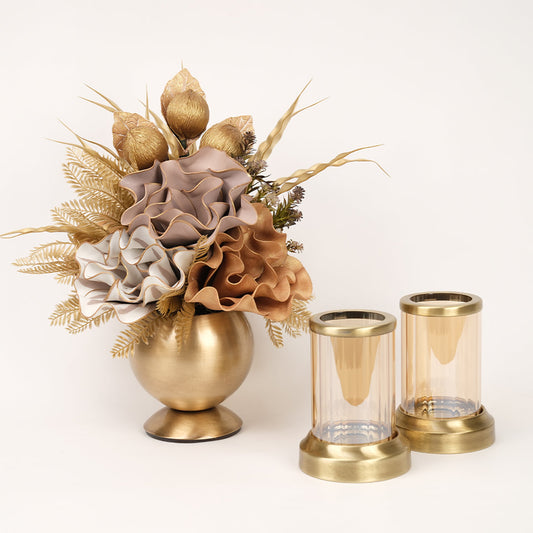 Yapay Çiçekli Antik Mercan 3 Parça Set No:6