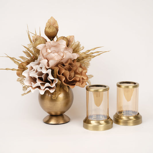 Yapay Çiçekli Antik Mercan 3 Parça Set No:8