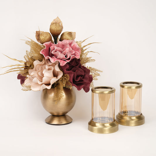 Yapay Çiçekli Antik Mercan 3 Parça Set No:9