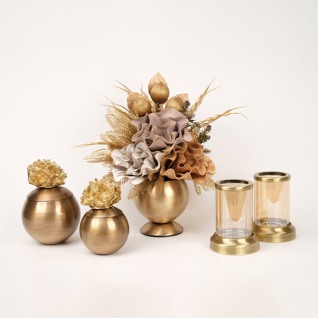 Yapay Çiçekli Antik Mercan 5 Parça Set No:2