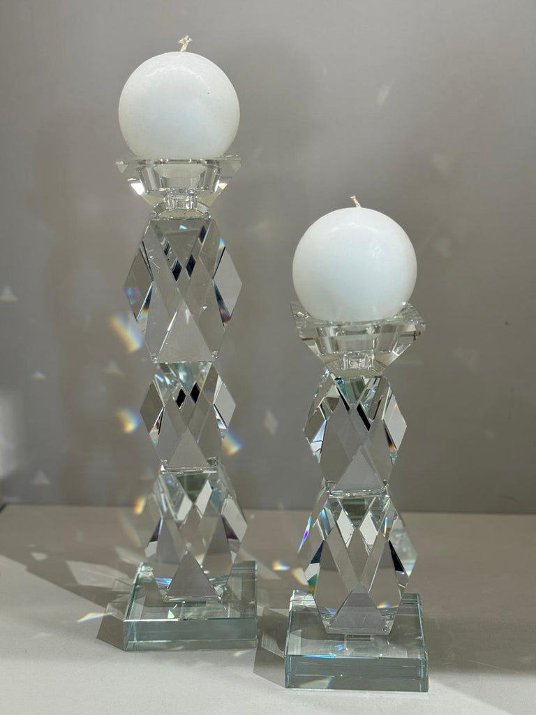 İkili Kristal Uzun Prizma Şamdan Şeffaf