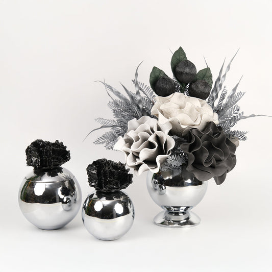 Yapay Çiçekli Gümüş Mercan 3 Parça Set No:4