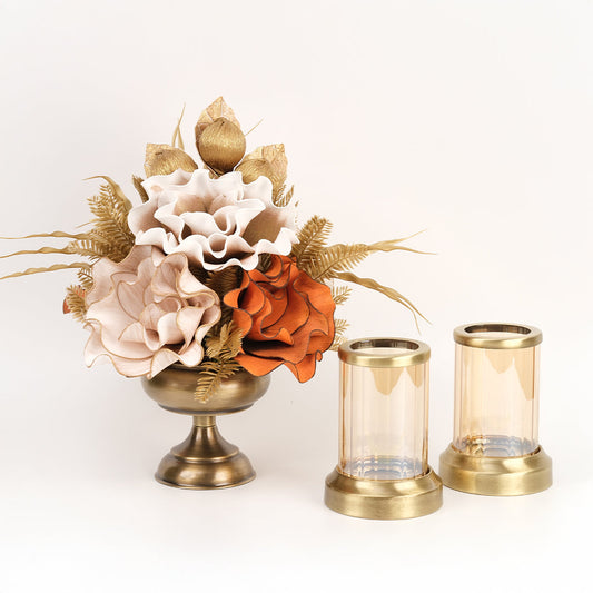 Yapay Çiçekli Antik Şekerlik 3 Parça Set No:7