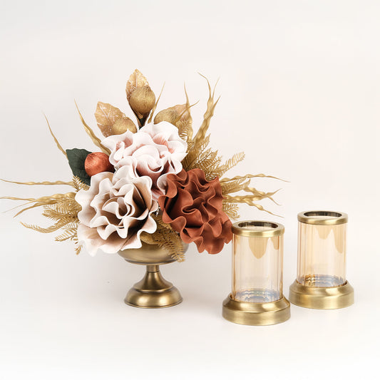 Yapay Çiçekli Antik Şekerlik 3 Parça Set No:11