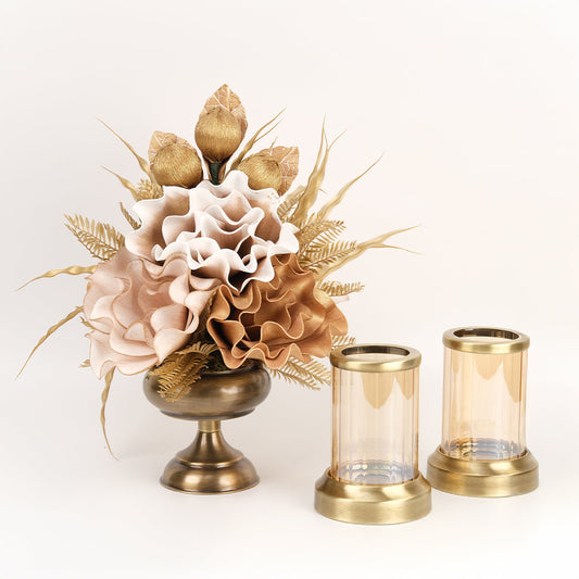 Yapay Çiçekli Antik Şekerlik 3 Parça Set No:12