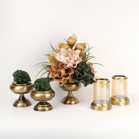 Yapay Çiçekli Antik Şekerlik 5 Parça Set No:3