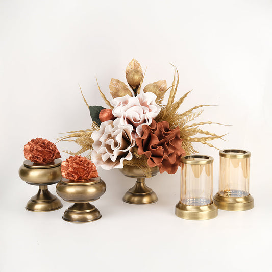 Yapay Çiçekli Antik Şekerlik 5 Parça Set No:5