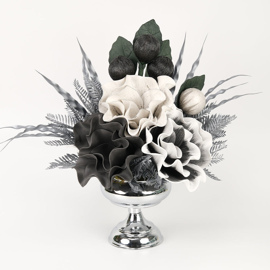 Yapay Çiçekli Gümüş Şekerlik Vazo No:4