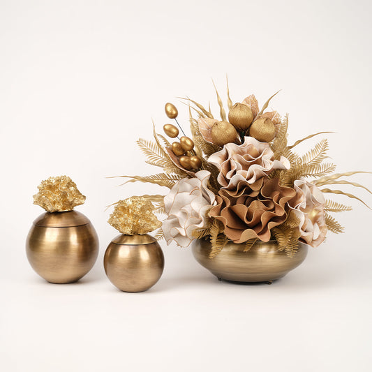 Yapay Çiçekli Antik Yassı 3 Parça Set No:4