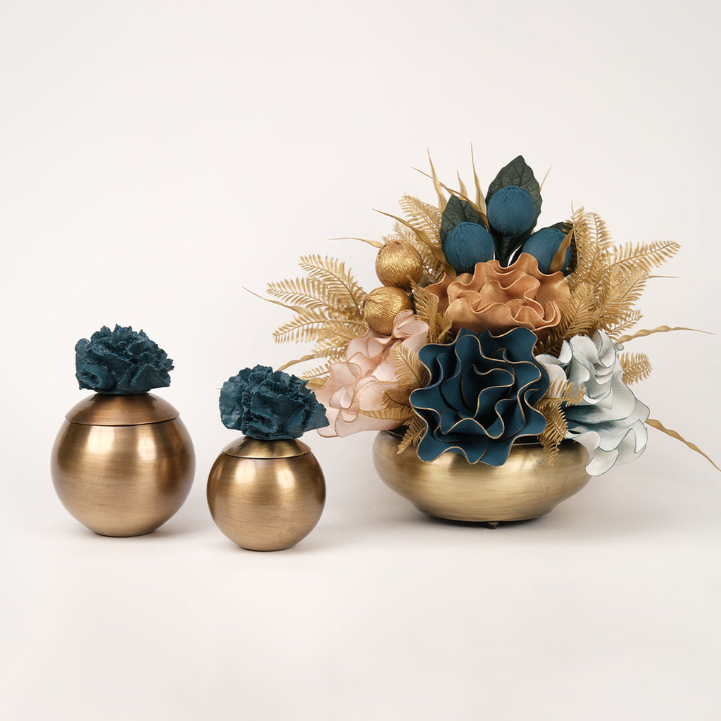 Yapay Çiçekli Antik Yassı 3 Parça Set No:6