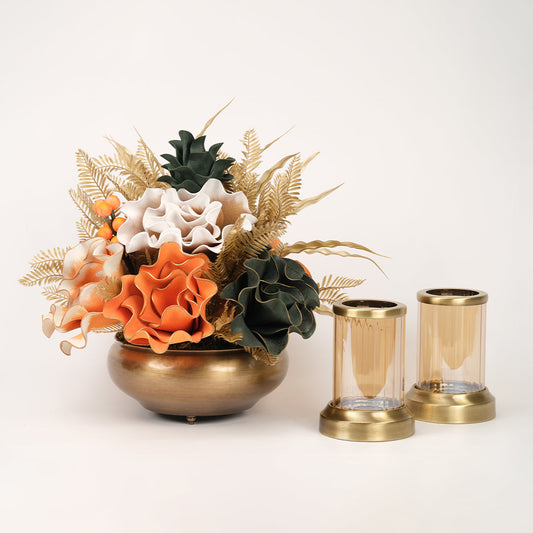 Yapay Çiçekli Antik Yassı 3 Parça Set No:8