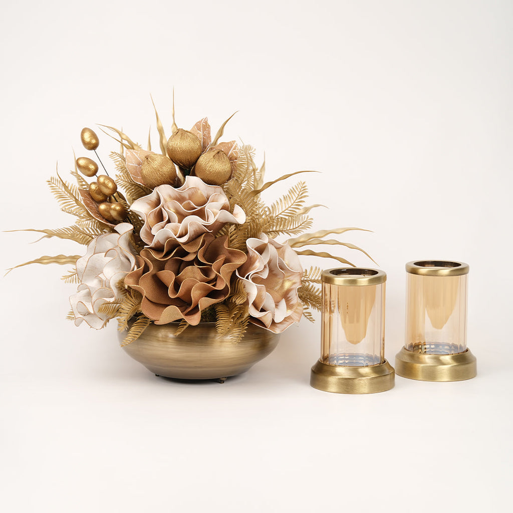 Yapay Çiçekli Antik Yassı 3 Parça Set No:9