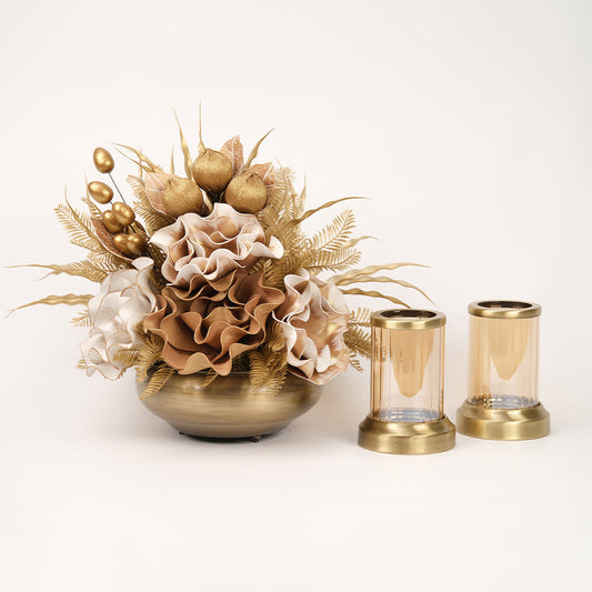 Yapay Çiçekli Antik Yassı 3 Parça Set No:9