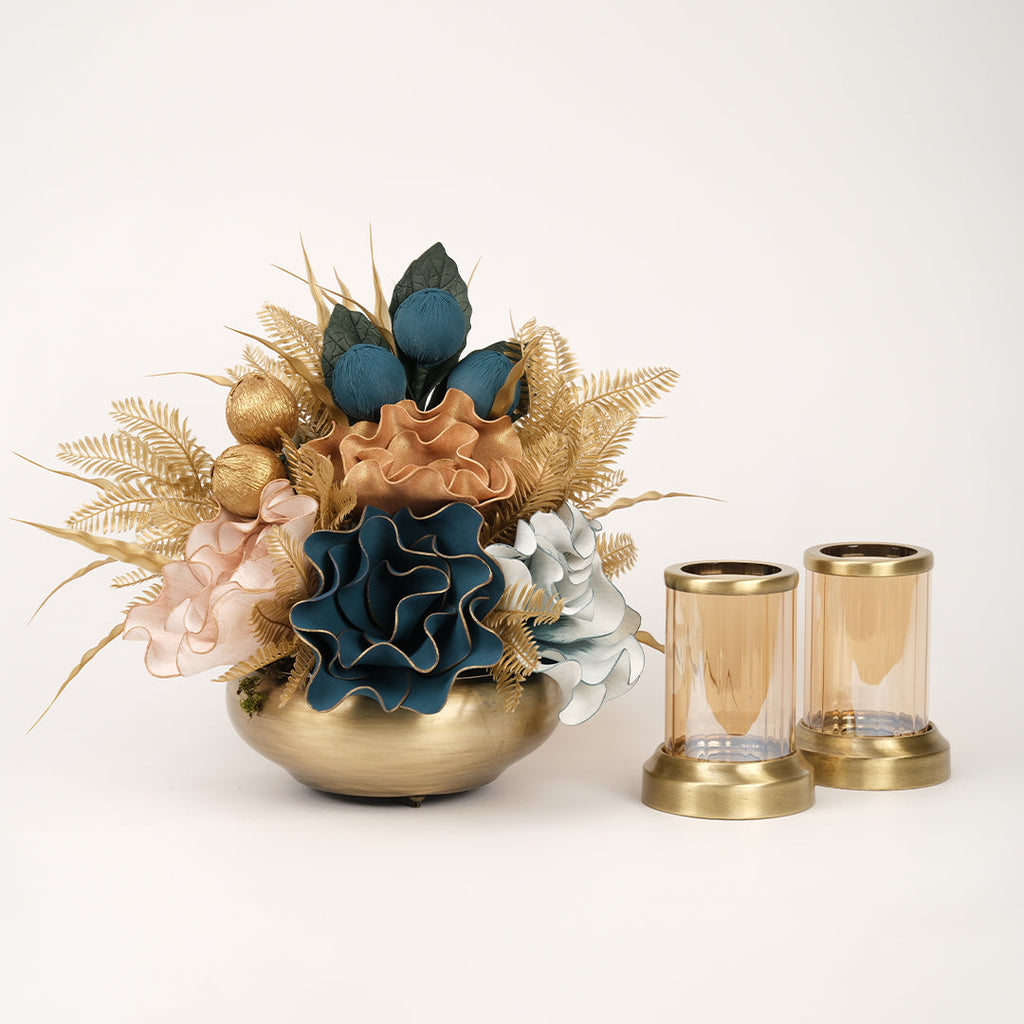 Yapay Çiçekli Antik Yassı 3 Parça Set No:10