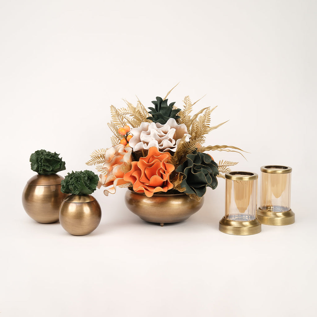 Yapay Çiçekli Antik Yassı 5 Parça Set No:1