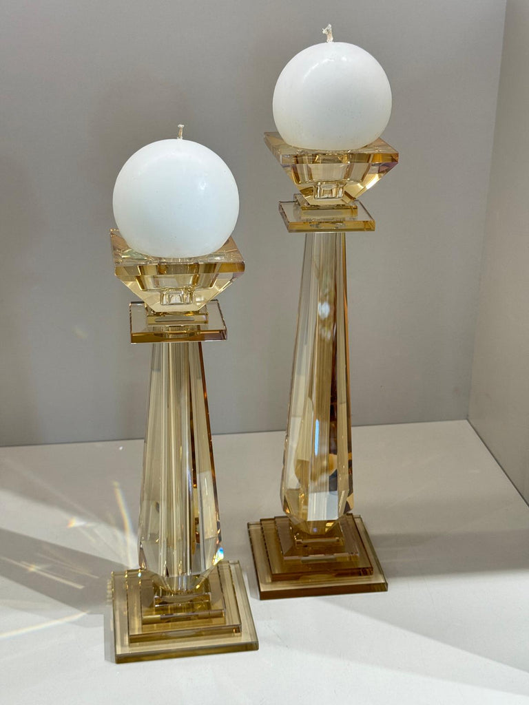 İkili Kristal Uzun Şamdan Bal Renk Model