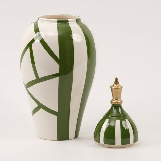 El Yapımı Yeşil Desenli Küp 45 cm