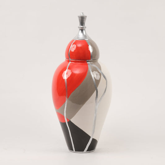 El Yapımı Turuncu Desenli Küp 45 cm