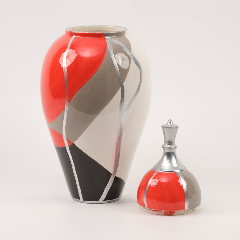 El Yapımı Turuncu Desenli Küp 38 cm