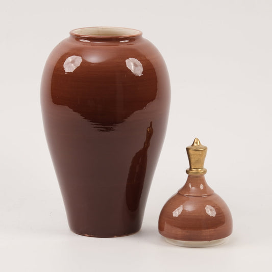 El Yapımı Kahverengi Desenli Küp 45 cm