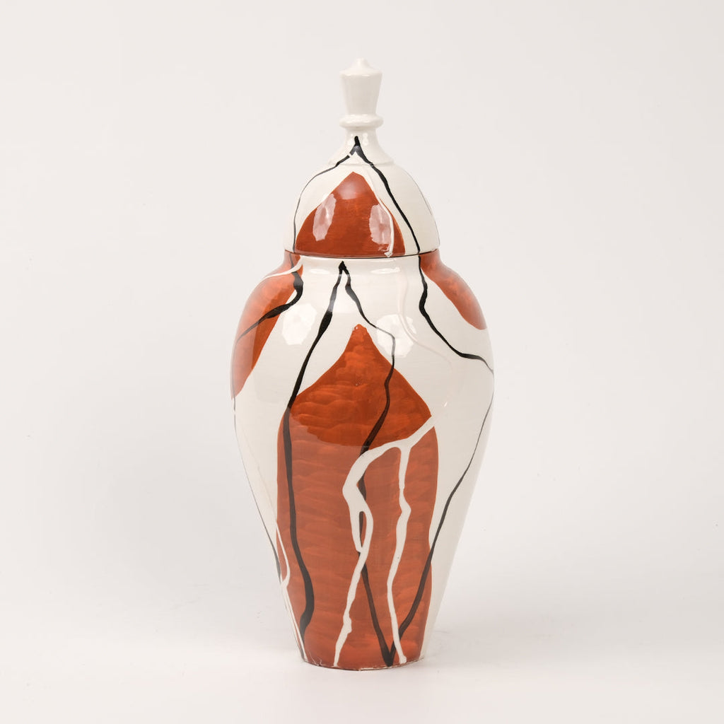 El Yapımı Kahve Desenli Küp 38 cm