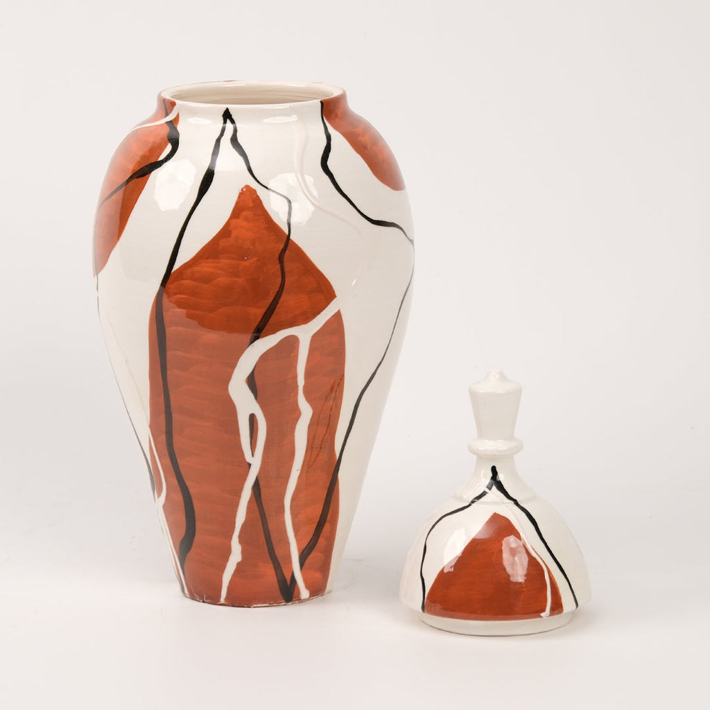 El Yapımı Kahve Desenli Küp 38 cm