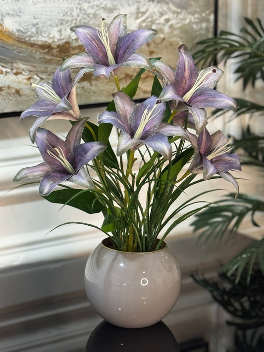 Yapay Lilyum Tanzimli Cam Vazo No:7