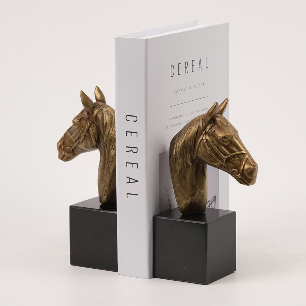 İkili Pirinç Atlı Kitap Tutucu Antik