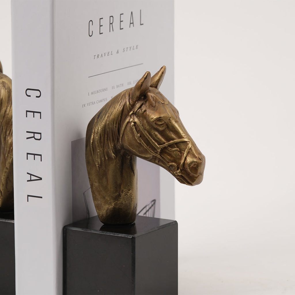 İkili Pirinç Atlı Kitap Tutucu Antik