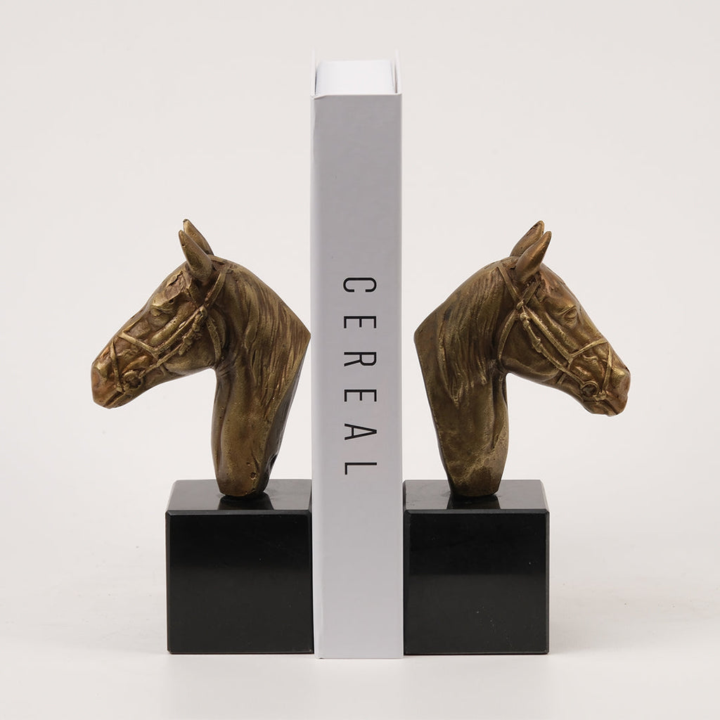 İkili Pirinç Atlı Kitap Tutucu Antik