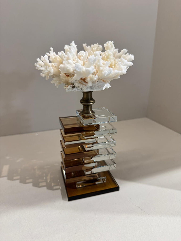 Kristal Kaideli Doğal Mercan Kahve - Şeffaf Kat Kat