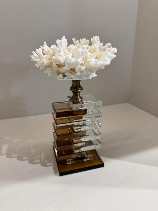 Kristal Kaideli Doğal Mercan Kahve - Şeffaf Kat Kat