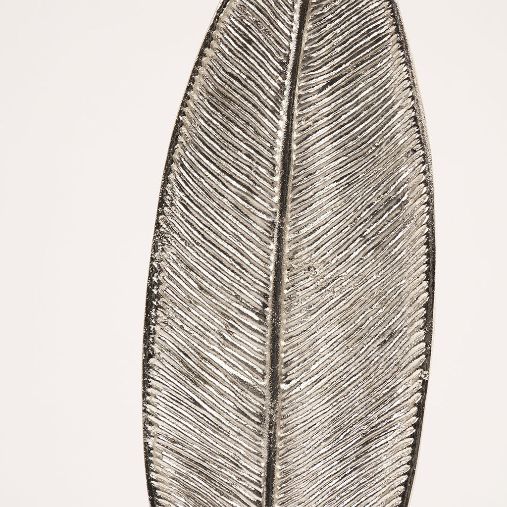 İkili Mermer Kaideli Yaprak Dekor Gümüş