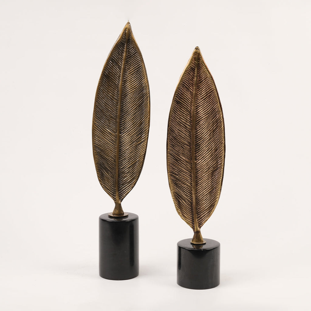 İkili Mermer Kaideli Yaprak Dekor Antik