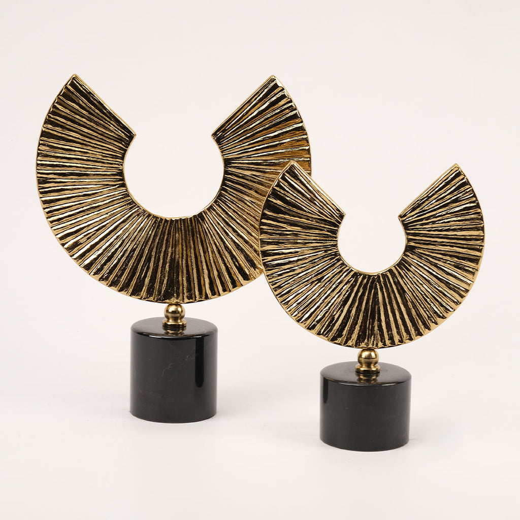 İkili Mermer Kaideli Yarım Ay Dekor Gold