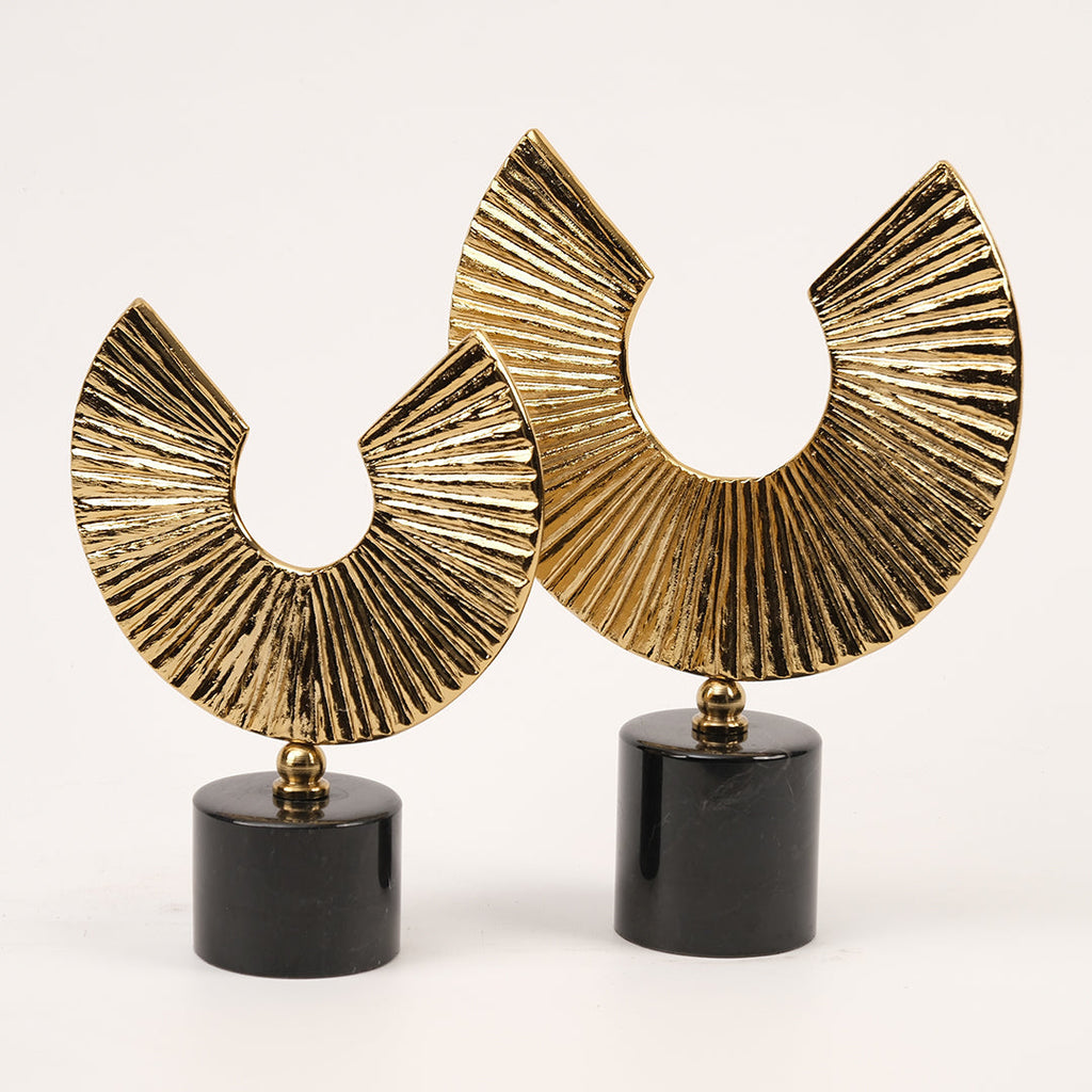 İkili Mermer Kaideli Yarım Ay Dekor Gold