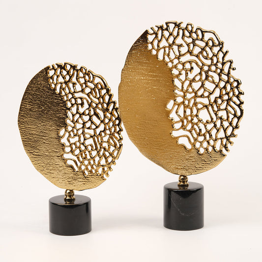 İkili Yuvarlak Döküm Motifli Dekor Gold